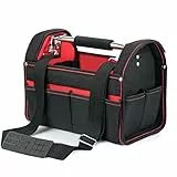 Wiltec Werkzeugtasche Größe XL 44x22x25 cm, Werkzeugbeutel mit verstellbarem Schultergurt und Tragegriff, Innen- und Außenfächer, Aufbewahrungstasche