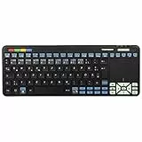 Thomson Funk-Tastatur für Philips Smart-TV mit 4in1 Universal-Fernbedienung (für TV/STB/Audio/PC, inkl. Touchpad-Maus, QWERTZ, beleuchtet, Multimedia-Tasten, lernfähig, wireless, 2,4GHz) schwarz