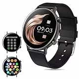 jianyana Smart Watch Herren Damen Aktivitäts-Fitness-Armbanduhr mit Blutdruck, Herzfrequenz, Schrittzähler, Schlafüberwachung, IP67, wasserdichte Smartwatch für Android iOS (schwarz)