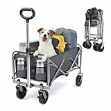 Bonnlo Bollerwagen Faltbar, 100 kg Tragkraft, 600D Oxford-Stoff, Handwagen, Transportwagen Klappbar, Gartenwagen für Camping, Einkäufe, Outdoor & Freizeit, Stahlrahmen, 74,5×45,5×84cm, Grau