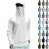 UV Shirt Herren Langarm Rashguard UPF 50+ Sun Hoodie SPF Sonnenschutz Kapuzenpullover Mit Integrierte Nackenmaske Outdoor Wandern Angeln Sommer Kapuzenshirt Camouflage Langarm Funktionsshirt