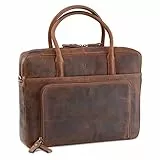 DONBOLSO Laptoptasche Nizza I Leder Umhängetasche mit Notebookfach I Aktentasche für Laptop I Schultertasche für Damen und Herren I Businesstasche I Vintage Braun