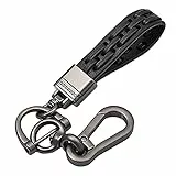 CloverCy Schlüsselanhänger Leder Männer Auto Schlüsselanhänger Leder Schlüsselband Geschenk für Damen Herren (braun)