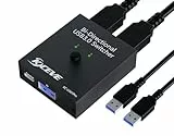 YOUTINGHDAV USB 3.0 Switch 2 Port, USB Switch 2 Computer, 1 in 2 out / 2 in 1 out Peripherie USB Switcher für 2 Computer Share Maus, Tastatur, Drucker, U-Disk, USB Switch Hub, mit 2 USB 3.0 Kabeln