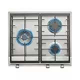 Teka EX 60 1 3G AI AL DR BUT Einbau-Gaskochfeld aus Edelstahl und Gusseisen, 1750 W