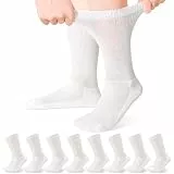 GRPSKCOS Diabetiker Socken Herren 8 Paar Socken Ohne Gummibund Komfort Herrensocken（#1 Weiß*8 43-46）