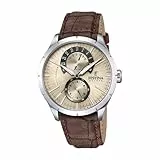 Festina Herren Uhr Analog mit Braunem Lederarmband - Quarzwerk - Mineralglas mit hoher Widerstandsfähigkeit - Wasserdicht bis 5 ATM - Elegant und Klassisch - Multifunktion F16573/9