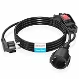 Schutzkontakt Verlängerungskabel 3M, Verlängerungskabel mit Schalter, Schuko Kabel, für Schlafzimmer, Zuhause, Büro (250V/16A)