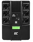 Green Cell® UPS USV Unterbrechungsfreie Stromversorgung 800VA (480W) mit Überspannungsschutz 230V Line-Interactive Spannungsregelung AVR USV-Anlage USB/RJ45 6X Schuko Ausgänge LCD Bildschirm