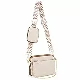 UTO Kleine Umhängetasche Damen 3 in 1 Crossbody Bag Damen Breiter Gurt mit Münzbeutel Handtasche mit Abnehmbare Kette Schultertasche mit Abnehmbarer Verstellbarer Schultergurt Stylisch Tasche