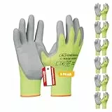 Gebol G-Base Neon, 6 Paar Arbeitshandschuhe Herren, 13G Polyester beschichtet mit Latexschaum, touchscreenfähig für Montage & Werkstatt, Gr. M/8