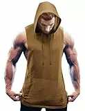 COOFANDY Tank Tops Herren Gym Shirt Workout Hoodie Tanktop Cut Off Muskelshirt Fitness Ärmelloses Shirt Sport Tshirts Herren Kapuzenpullover Braun(1 Stück) XL