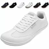 ASHION Breite Barfuss Schuhe Damen Herren Barfußschuhe Minimalistische Traillaufschuhe Running Walking Schuhe,A Weiß,41 EU