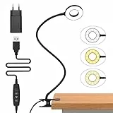 iZELL 23 LED Leselampe Bett Dimmbar -【3 Modi & 10 Helligkeitsstufen】 Augenschutz Klemmlampe mit 70cm Flexiblem Schwanenhals, Klemmleuchte, Leselicht mit 10W USB-Ladegerät
