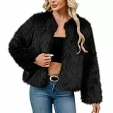 Jamicy Pelzmantel Damen Winter Fellmantel Einfarbige Reverskragen Felljacke Thermo Flauschig Pelzjacke Langarm Kunstfell Winterjacke Mantel Bekleidung Elegant Kunstpelz Thermojacke 02 Schwarz M