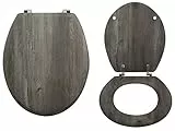 MSV WC Sitz Toilettendeckel MDF Holzkern „Blue Ridge“ Scharniere aus Edelstahl - hochwertige und stabile Qualität