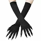 JIAHG Halloween Lange Fingernägel Handschuhe Nagelhandschuhe Kostümhandschuhe mit Nägeln Halloween Cosplay Golves Handschuh Hexe Teufel Pfote für Cosplay Party
