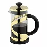Café Olé Classico Cafetiere, Gold-Finish, 350 ml, 3 Tassen, French Press Kaffeemaschine, hitzebeständiger Griff, Edelstahl, CM-03G