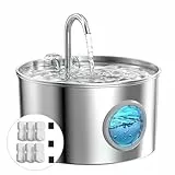 Katzenbrunnen Edelstahl Katzen Trinkbrunnen: Trinkbrunnen für Katze - 2.2L Katzenbrunnen für Katzen - Super Silent Wasserbrunnen für Katzen - Hält das Wasser frisch - mit 6 Kohlefilters + 3 Schwämmes