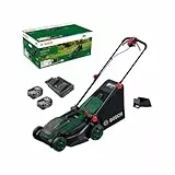 Bosch Akku-Rasenmäher ROTAK18V2-38 (Schnittbreite: 38 cm, Schnitthöhe: 30-75 mm, 40 l Stoff-Grasfangkorb, Mulchstopfen, inkl. 2 x 18V Akku und Ladegerät)