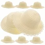 Toyvian 8 Stück Diy-Strohhut Zum Dekorieren Ihres Eigenen Hutes Kinderspielzeug Für Mädchen Kinderpartybälle Für Kleinkinder Puppenstrohhut Schlichte Strohhüte Für Kinder Weißer