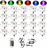 SUBOSI 20er WiFi RGBWW Led Bodeneinbauleuchten Terrassenbeleuchtung Bodenstrahler Arbeitet mit Alexa,DC12V Ø31mm LED Einbaustrahler 0.6W LED Boden WiFi Wireless Smart bodeneinbaustrahler
