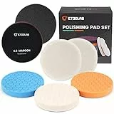 ETOOLAB 7tlg Polierschwämme Polierpad Set, 150mm-165mm, mit 5 Premium Compound Polierschwämme & 2 verschleißfesten Wollpads, für Exzenter Poliermaschine und Scheinwerferpolitur