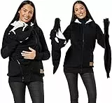 HAPPY MAMA Mutterschaft Kapuzenpullover Reißverschluss Zur Seite Fahren 1180 (Schwarz, 42-44, XL)