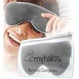 MyHalos Augenmaske bei Trockenen Augen - Wärmebrille Augen - Mikrowellenaktivierung - Augenmaske wärmend gegen Lidrandentzündung, Gerstenkorn und MGT - Inkl. Verstellbarem Halteband und Transporthülle