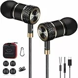GAMURRY In-Ear-Kopfhörer mit Kabel und Mikrofon, USB TyP C, Kopfhörer mit Kabel, mit Lautstärkeregler, Geräusch- und Stereo-Schallisolierung, kompatibel mit Smartphones, Schwarz&Gold