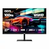 ODYS i27-Q-100 — 27 Zoll WQHD 2560x1440 Gaming Monitor & Office Bildschirm – IPS Panel, 100 Hz, 1 ms MPRT, FreeSync, HDMI, DisplayPort, USB-C, Kopfhöreranschluss