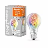 LEDVANCE Smarte LED-Lampe mit Wifi Technologie, Sockel E27, Dimmbar, RGB-Farben & Lichtfarbe änderbar, Classic A form, Klar, steuerbar mit Alexa, Google & App, 1er-Pack