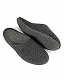 Pantoffelmann Filzpantoffeln mit Filzsohle I Dunkelgrau I Größe 41 I Atmungsaktive & bequeme Filzhausschuhe für Damen & Herren I Stilvolle & warme Hausschuhe