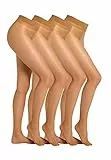 Camano Damen Strumpfhose 4er Vorteilspack 20 DEN Bequeme und Reißfeste Feinstrumpfhose mit Weicher Flachnaht Perfektem Sitz und Komfortbund 4er Pack 40/42 make up