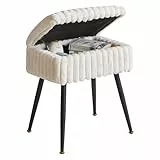 Aibiju Hocker, Stuhl für Schminktisch, Samt, rechteckiger Fußstützenhocker, Ottomane, Make-up-Hocker mit Stauraum, für Zuhause, Wohnzimmer, Umkleidekabine, Schlafzimmer, Weiß YD-MS151W