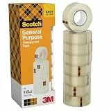 Scotch Transparentes Klebeband 508-8 Rollen - 19mm x 33m - Durchsichtiges Allzweckband für Schule, Heim und Büro