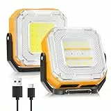 GlobaLink Mini Arbeitsleuchte 1 Stück, Doppelseitige COB & LED Camping Licht, Rotem Notlicht mit Drehbarem Magnetfuß, Wiederaufladbare Inspektionslampe für Autoreparatur, Werkstatt, Camping