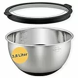 SILBERTHAL Edelstahl Schüssel mit Deckel - 3,8l Rührschüsseln zum Servieren, Kochen, Backen, Aufbewahren - Rutschfester Boden