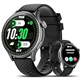 Smartwatch Herren Damen, 1,46' AMOLED Fitnessuhr mit Telefonfunktion, 110+ Sportmodi Smart Watch Fitness Tracker mit Pulsmesser Schlafmonitor Schrittzähler, 3ATM Wasserdicht Sportuhr iOS/Android
