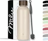 Milu Thermosflasche 500ml Isolierte Edelstahl Thermo Trinkflasche Thermoskanne Auslaufsichere Isolierflasche doppelwandig - Kohlensäure geeignet – inkl. Reinigungsbürste (Beige, 500ml)