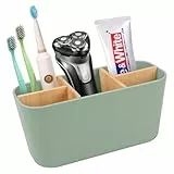 Bambus Trennwand Zahnbürstenhalter Elektrische Zahnbürste, Kunststoff Toothbrush Holder mit 5 Fächer, Halterung Elektrische Zahnbürste, Zahnbürsten Organizer Familie, Elektrische Zahnbürste Organizer
