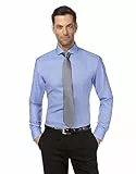 Vincenzo Boretti Herren Hemd Haifisch-Kragen bügelfrei 100% Baumwolle Slim-fit Uni-Farben blau 43-44