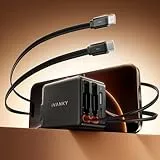 iVANKY 4-in-1 USB C GaN Ladegerät mit 65cm Einziehbarem Ladekabel, 45W Netzteil für iPhone 17 Pro Max Air, Reise Charger mit Dual-USB-C Kabeln, Schnellladung für Samsung, 4-Port-Adapter für 16/15/14