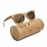 Ynport Bambus-Sonnenbrille für Herren/Damen, klassisches Design, mit Holz beschichtet, Vintage-Stil, Floating Eyewear (dunkelbraun 853)