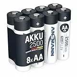 ANSMANN Akku Mignon AA LR06 min. 2400 mAh 1,2V NiMH, 8 Stück, wiederaufladbar, ideal für Spielzeug, Kamera, Fernbedienung, Taschenlampe, Uhr, Wecker, technische Geräte