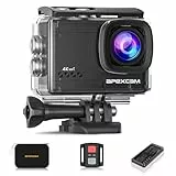 Apexcam M80Air Action Cam 4K60FPS 64MP Unterwasserkamera 40m Wasserdicht EIS Stabilisierung 8X Zoom WiFi Sportkamera mit Tasche 2.4G Fernbedienung 2x1350mAh Akkus mit Zubehör-Set