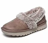 Skechers Damen Cozy Up Hausschuh, Taupe Microleather/Faux Fur, 39 EU