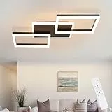 ZMH LED Deckenleuchte Wohnzimmer dimmbar: 54cm Deckenlampe Schlafzimmer 48W Wohnzimmerlampe Schwarz modern Schlafzimmerlampe decke Küchenlampe mit Fernbedienung aus Metall für Küche Esszimmer Büro