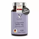 L-Carnitin Hochdosiert - 2000 mg - Premium: Carnipure® von Lonza - 120 vegane Kapseln - Laborgeprüft - Ohne Zusätze - Balanced Vitality