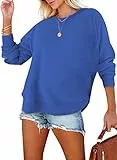 BLENCOT Damen Langarmshirt Rundhals Oberteile Casual Basic T-Shirt Einfarbige Shirts Baumwolle Tunika Bluse Tops